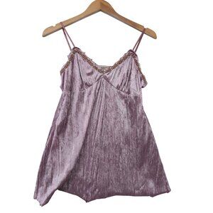 Vintage Meghan Noland Babydoll Top S Y2K Fairy Preppy Coquette Crushed Velvet